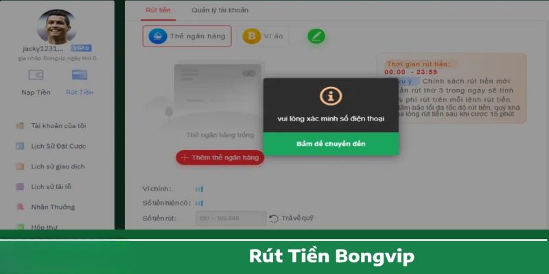 Rút tiền tại nhà cái Bongvip - Chi tiết quy trình cho tân thủ